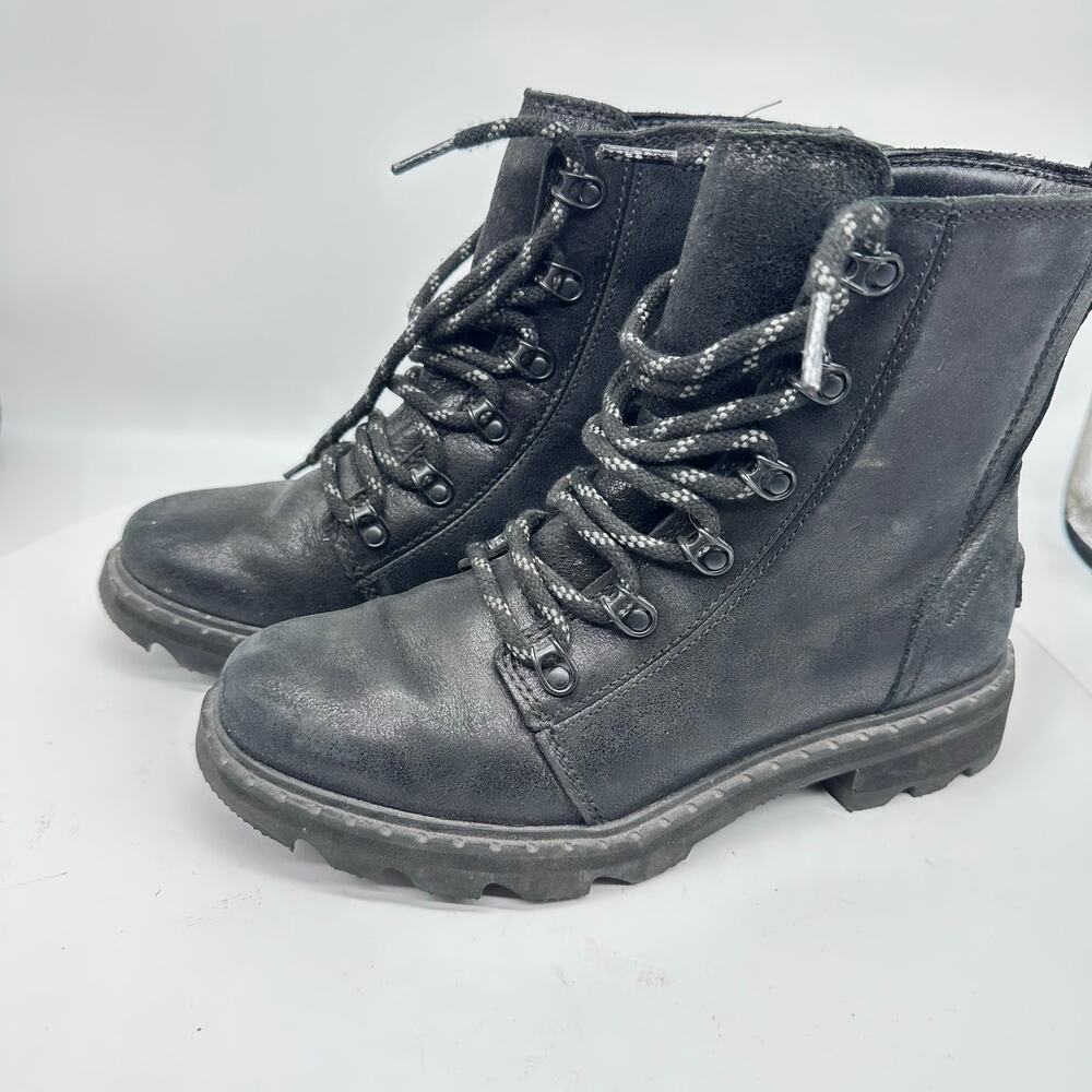 Sorel Women's Lennox Lace Leather Waterproof Combat Mid Calf Boots Womens Size 7
